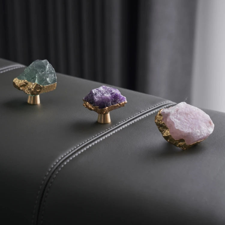 Brass Crystal Gem Gold Edge Cabinet Handles cabinet knobs Dropshipman