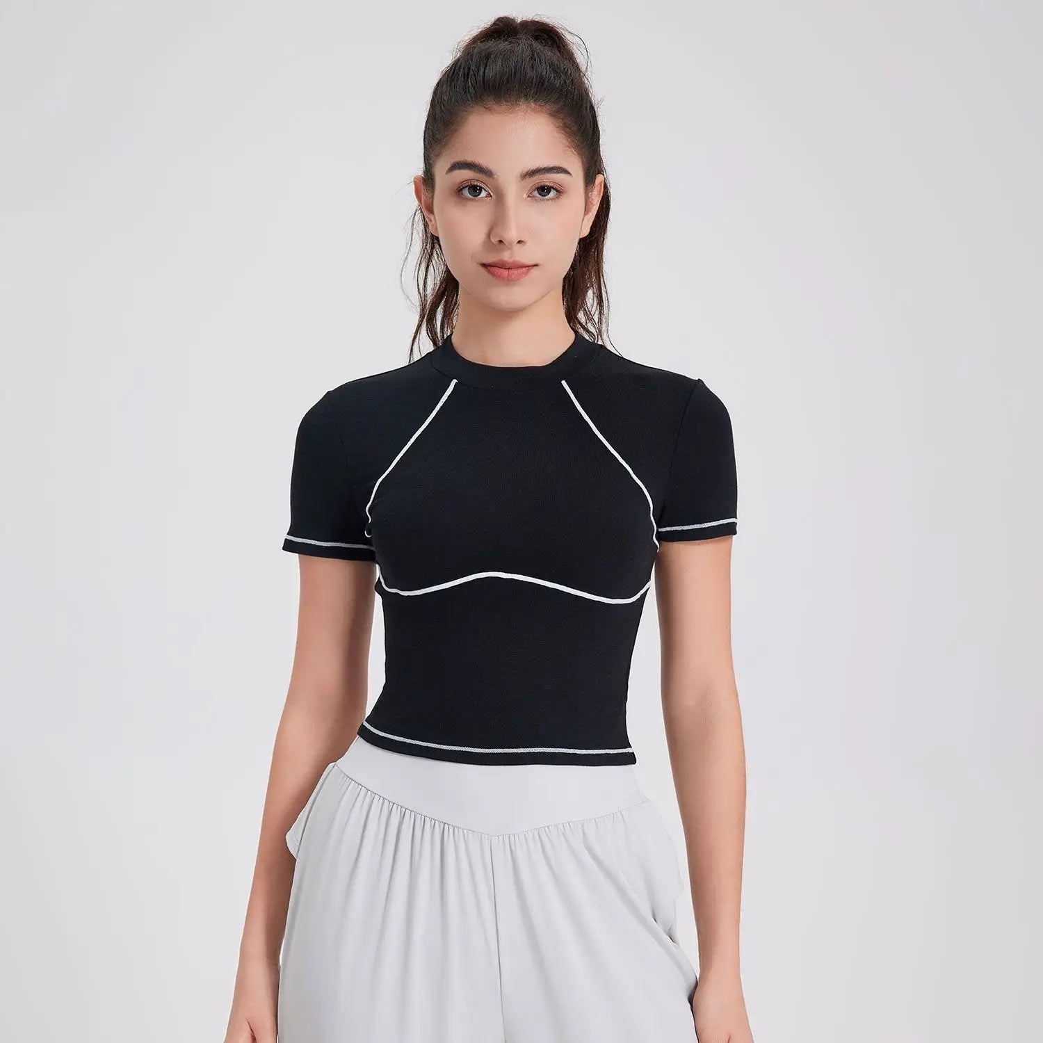Women’s Summer Short Sleeve Yoga T-Shirt tops Dropshipman Black XL