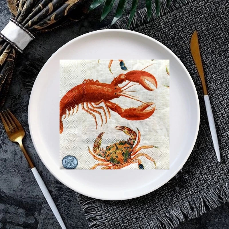 20Pcs/Bag Ocean Shell Starfish Coral Decoupage Paper Napkins Marine Organism Tissues for Party Tableware Wedding Xmas Supplies Dropshipman SeaShell1-All8