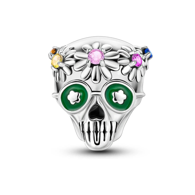 Retro Rainbow Daisy Skull Charm Dropshipman