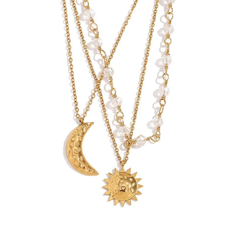 Classic Sun & Star Pendant Necklace necklaces Dropshipman 40cm