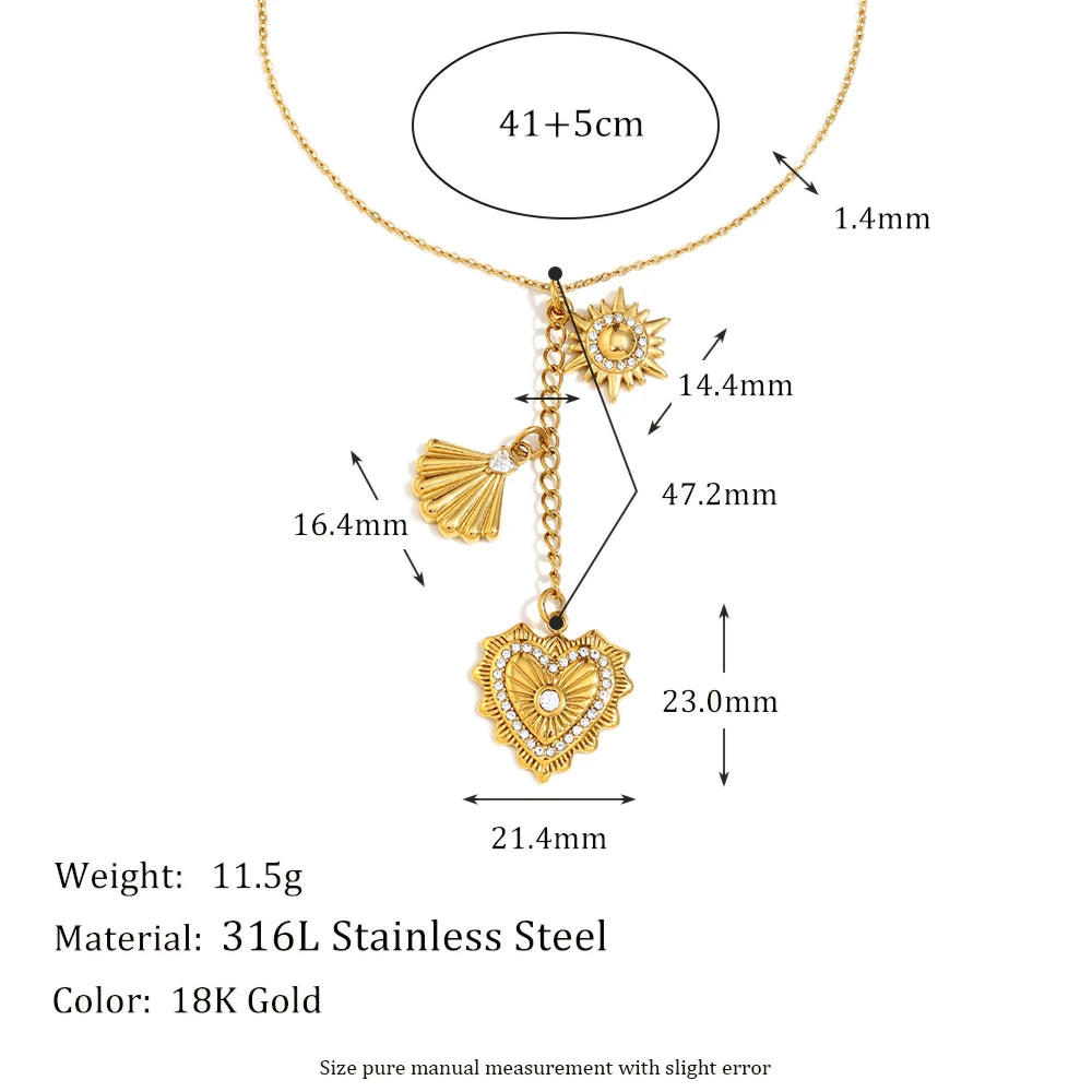 Celestial Cherry Heart Necklace necklaces Dropshipman Heart 46cm