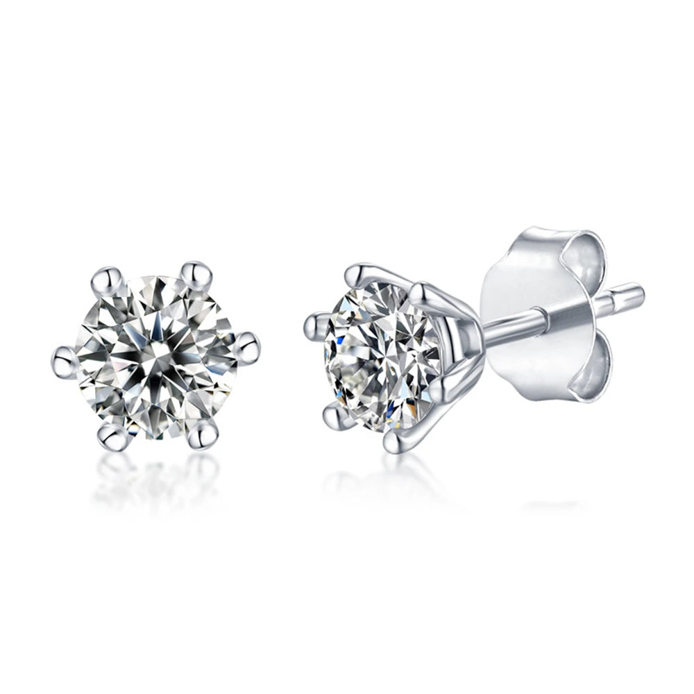 925 Sterling 1CT Moissanite Stud Earrings sterling silver earrings Dropshipman