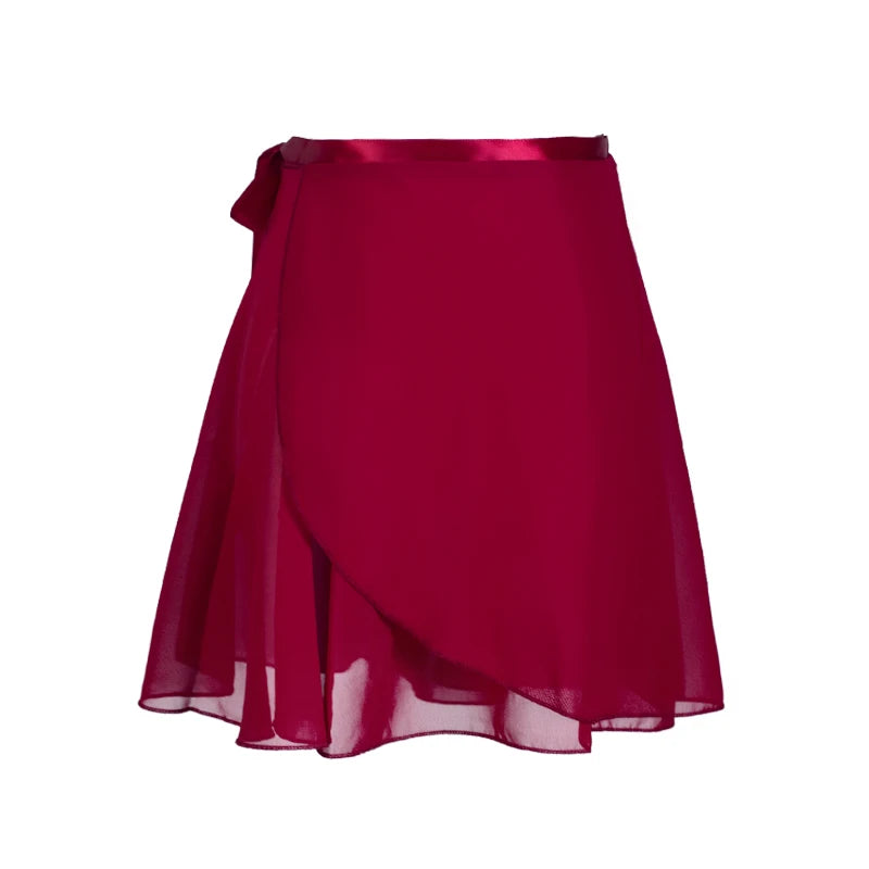 Swan Grace Chiffon Ballet Skirt dancewear Dropshipman red S Height 60-120cm
