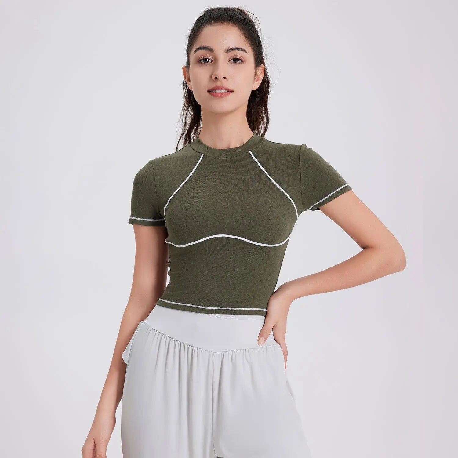 Women’s Summer Short Sleeve Yoga T-Shirt tops Dropshipman Green XL