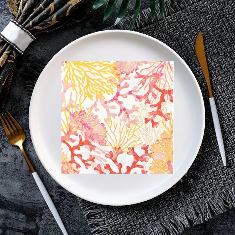 20Pcs/Bag Ocean Shell Starfish Coral Decoupage Paper Napkins Marine Organism Tissues for Party Tableware Wedding Xmas Supplies Dropshipman SeaShell1-All1