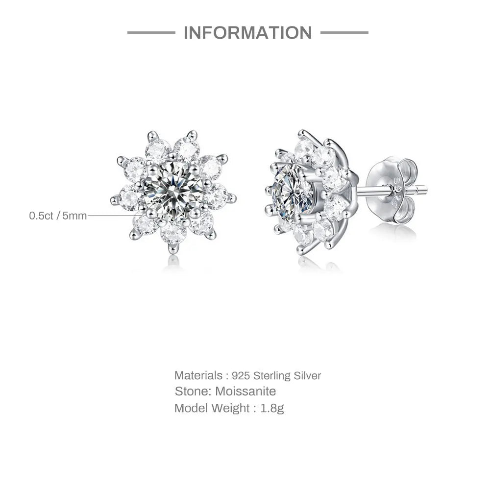 925 Sterling 1CT Moissanite Stud Earrings sterling silver earrings Dropshipman