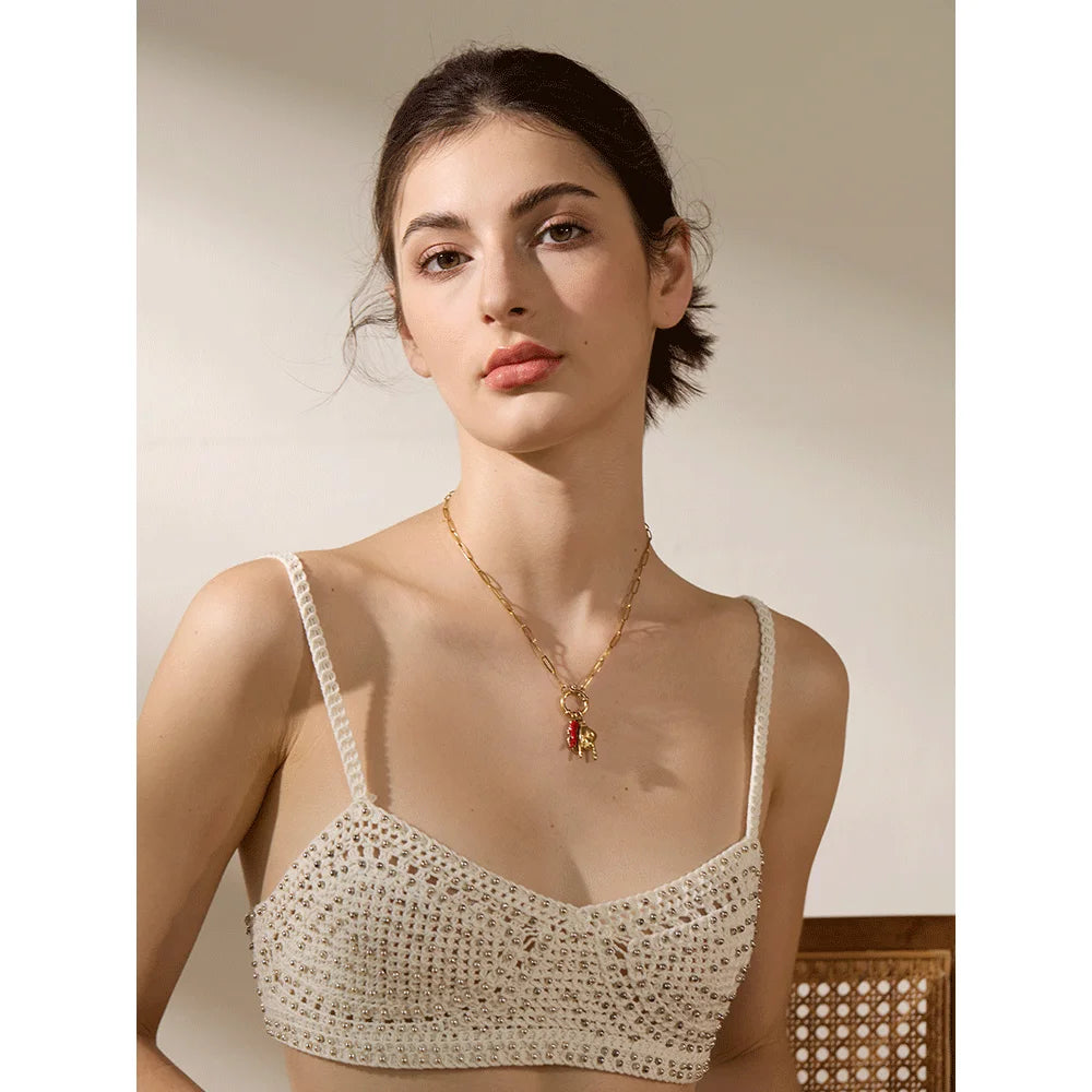 Palm, Chili &amp; Heart Charm Necklace Dropshipman