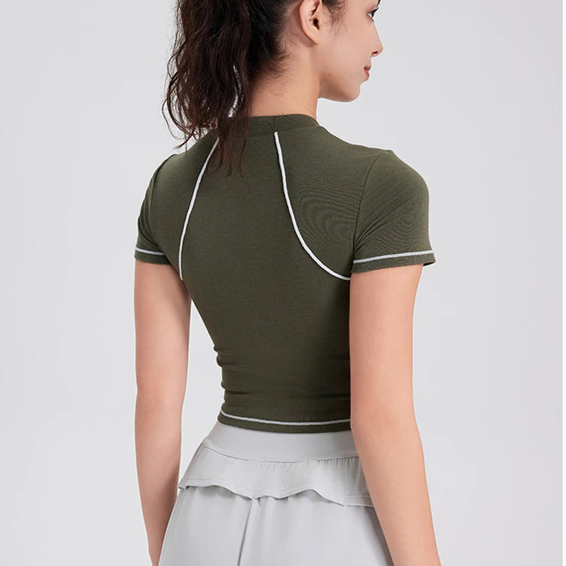 Women’s Summer Short Sleeve Yoga T-Shirt tops Dropshipman