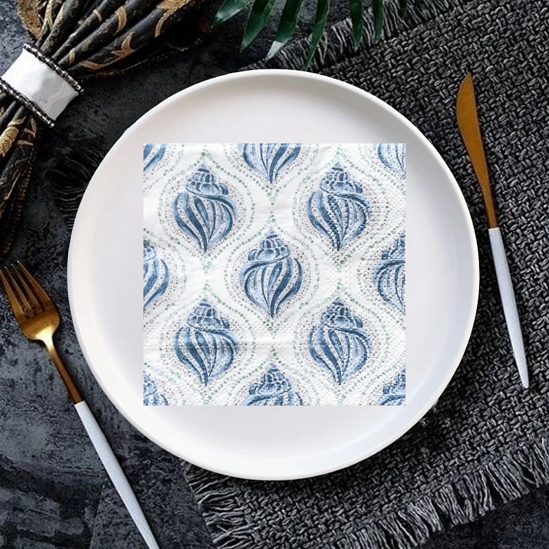 20Pcs/Bag Ocean Shell Starfish Coral Decoupage Paper Napkins Marine Organism Tissues for Party Tableware Wedding Xmas Supplies Dropshipman SeaShell1-All16