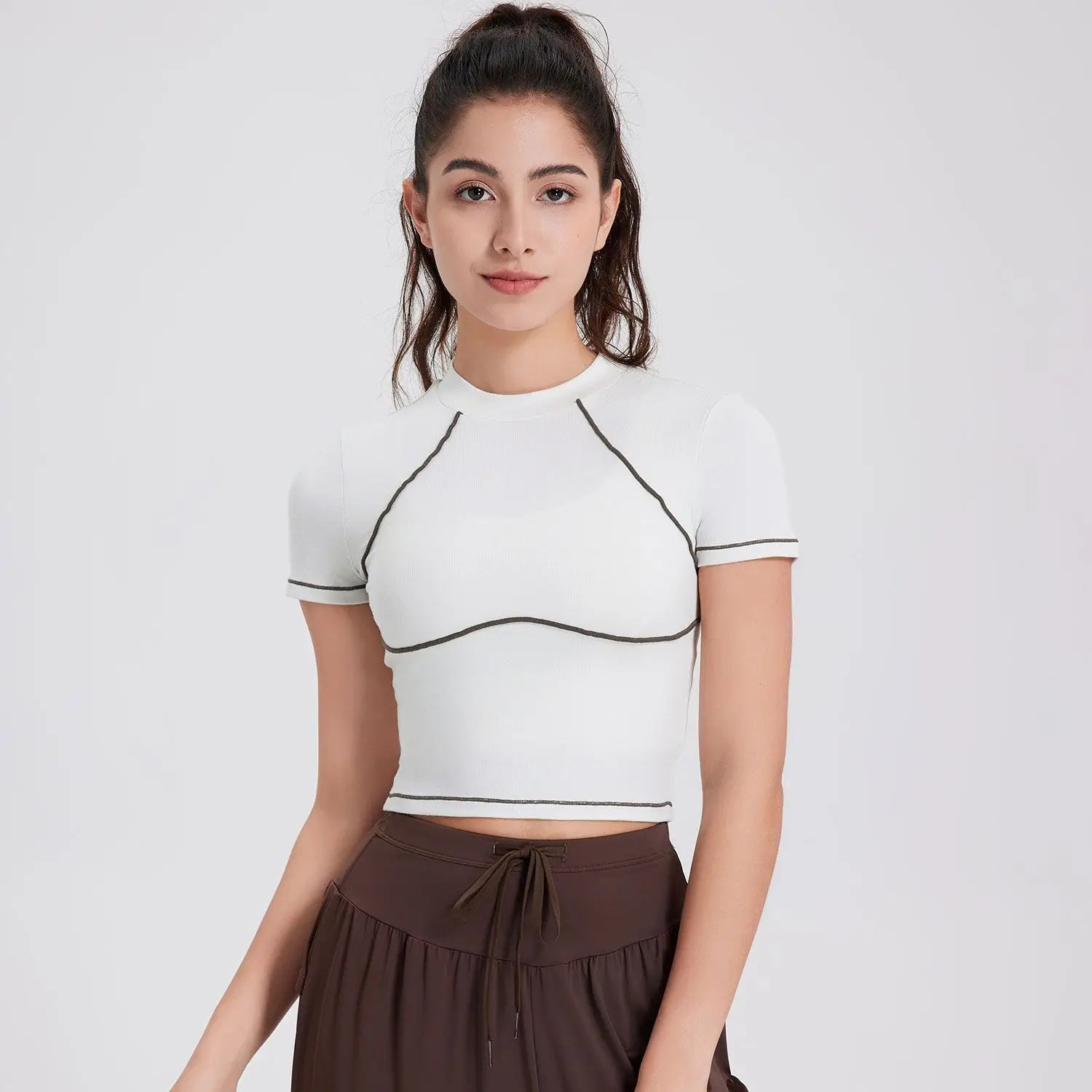 Women’s Summer Short Sleeve Yoga T-Shirt tops Dropshipman White XL