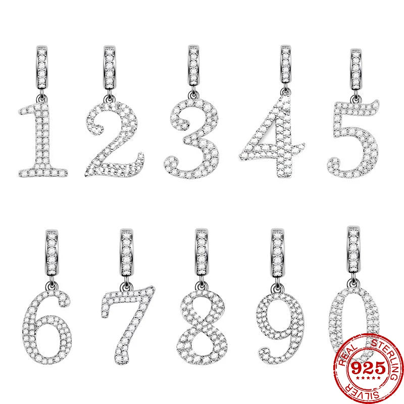 925 Silver Number Birthday Charms Charms & pendants Shopella