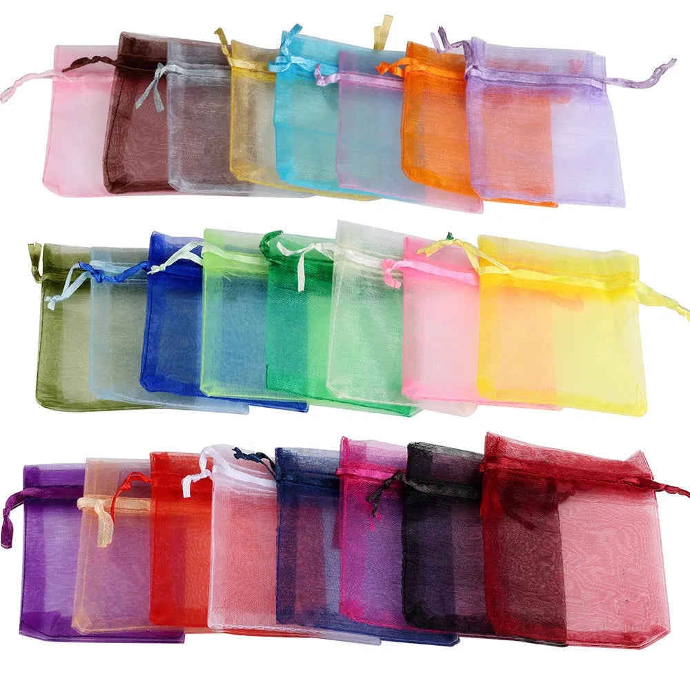 50pcs/100pcs 10x15cm 13x18cm Colorful Organza Jewelry Bags  Shopella   