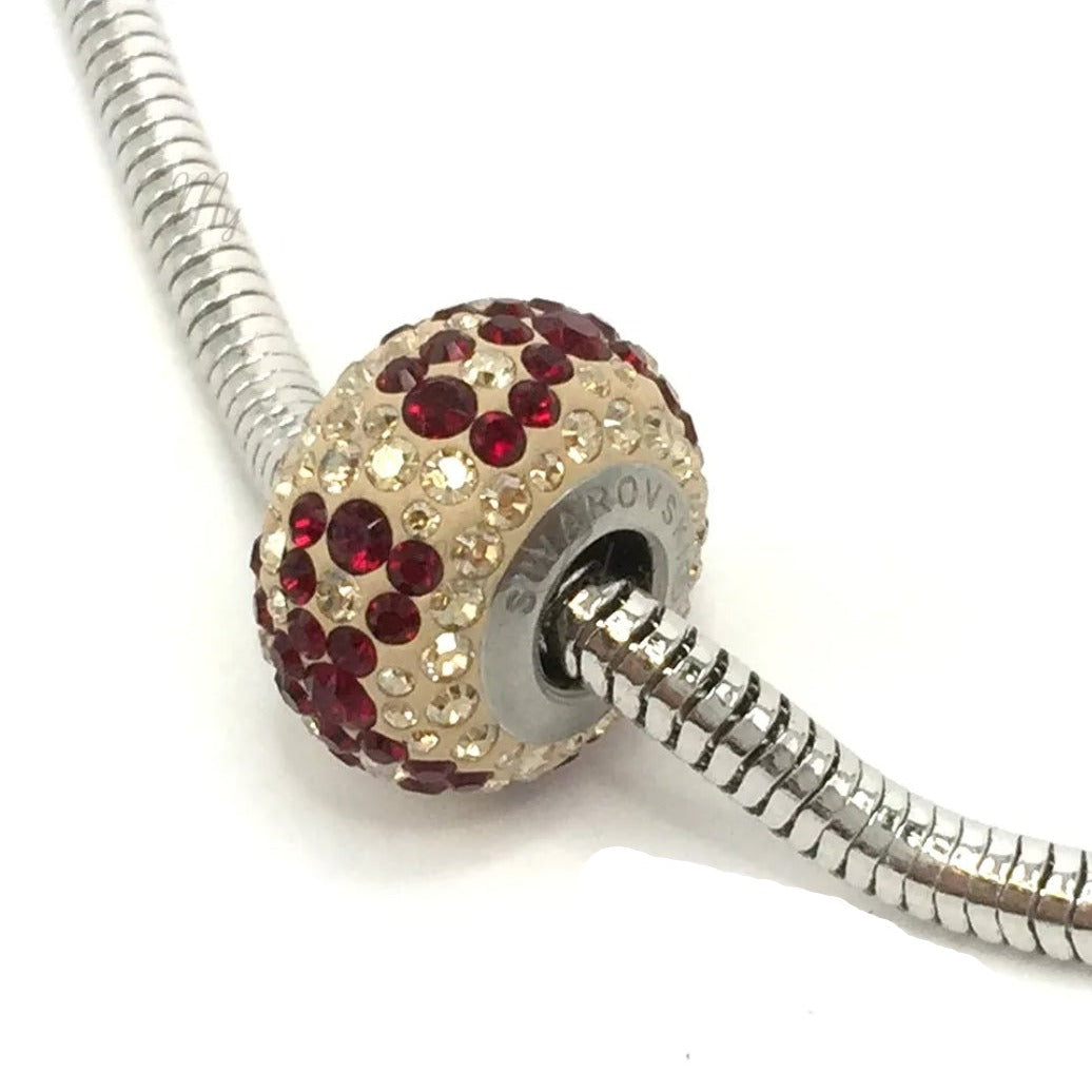 Red Ribbon Swaroski silver Charms Shopella