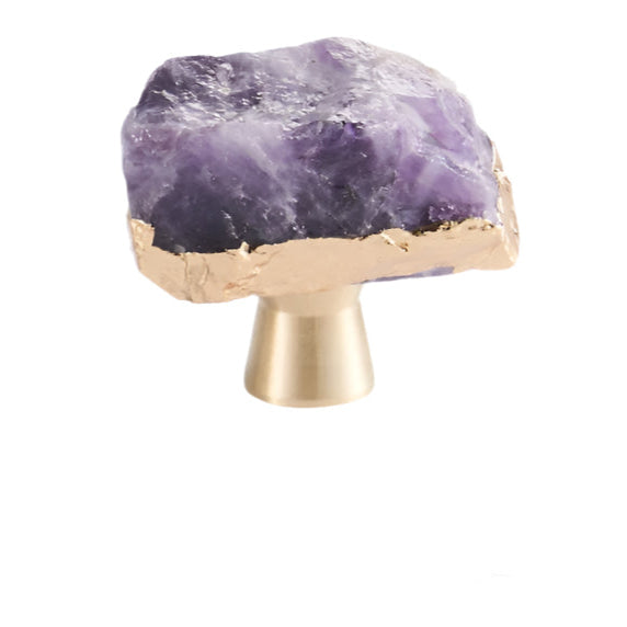 Brass Crystal Gem Gold Edge Cabinet Handles cabinet knobs Dropshipman Purple