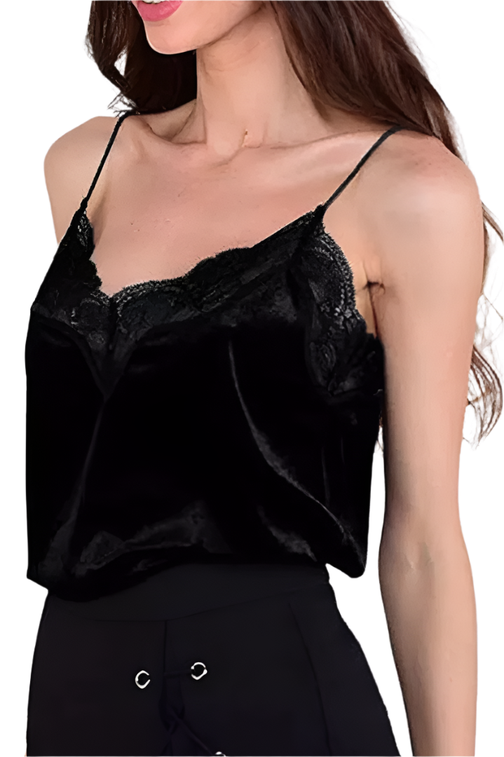 Black Lace Singlet Top clothing Shopella