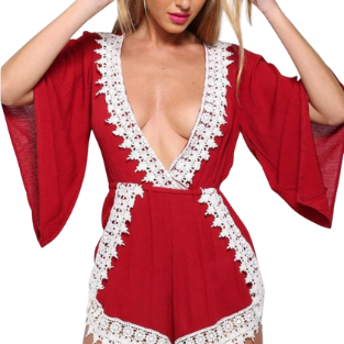 Cassy Deep V-neck Shorts Jumpsuit clothing Shopella