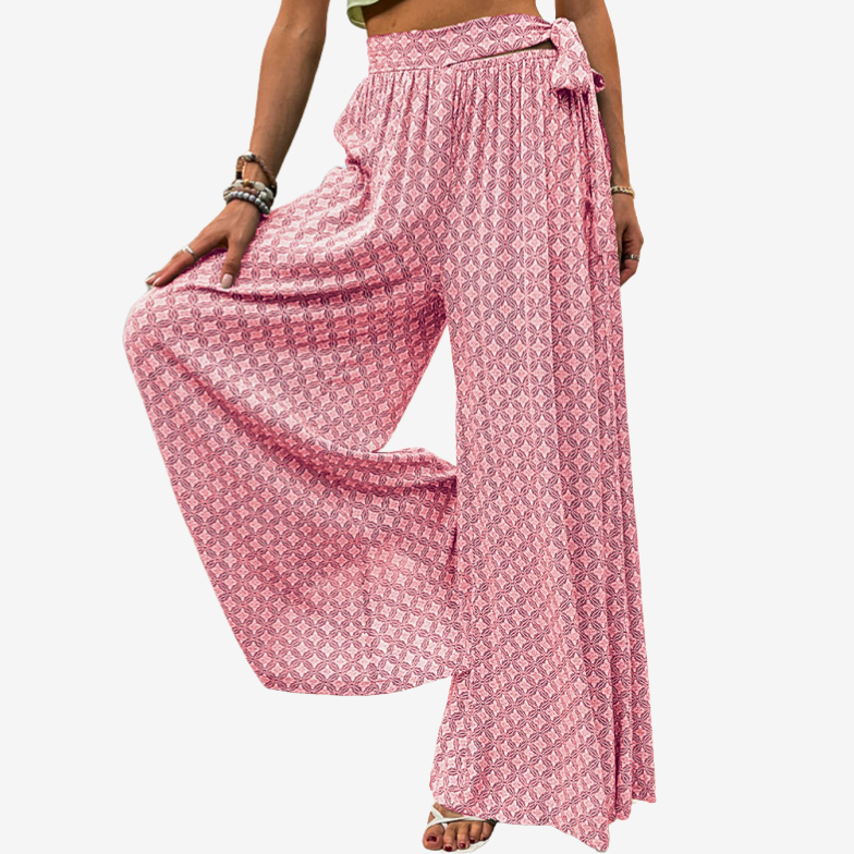 Printed Wide-Leg Trousers bottoms kakaclo