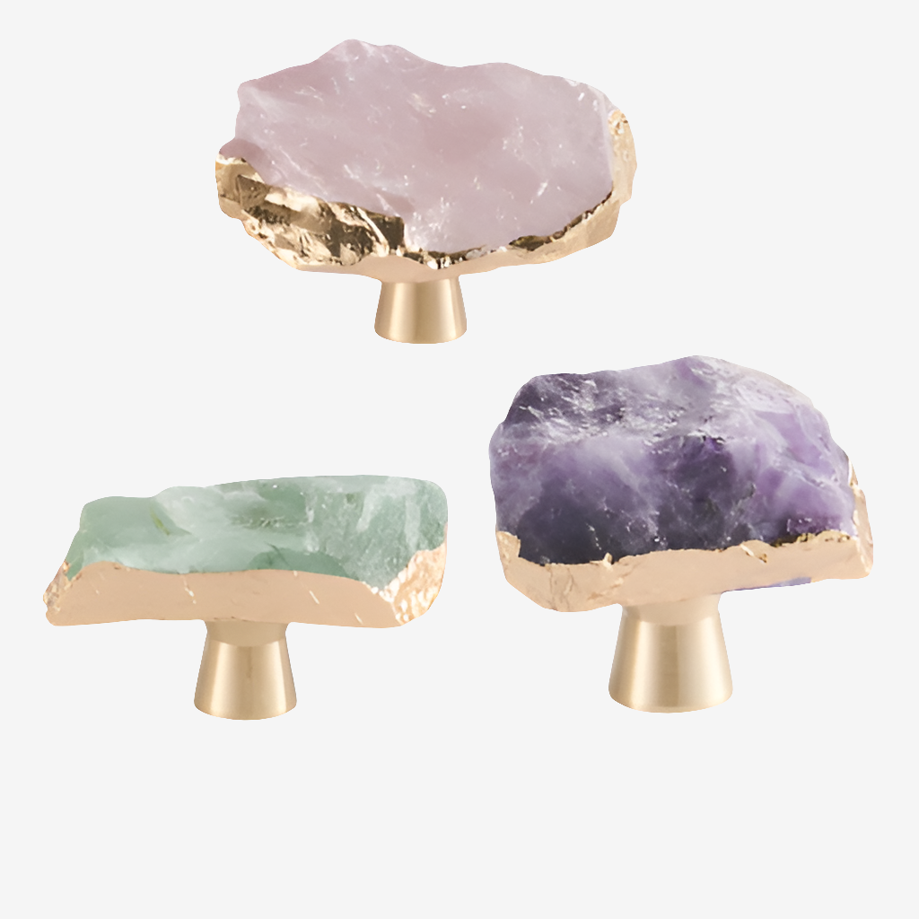 Brass Crystal Gem Gold Edge Cabinet Handles cabinet knobs Dropshipman