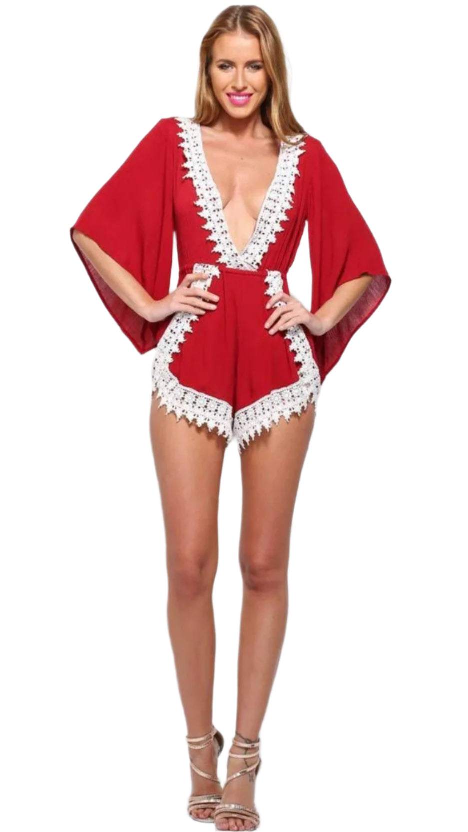 Cassy Deep V-neck Shorts Jumpsuit clothing Shopella