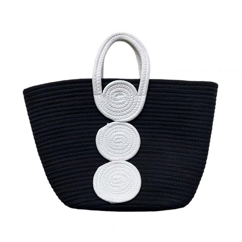 Hand-woven Geometric Bag bags Dropshipman Black Standard Size