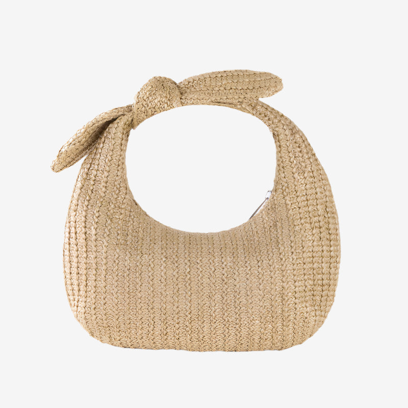 Vacation Style Bow Straw Handbag Clutch bags Dropshipman Apricot 24X13X5CM