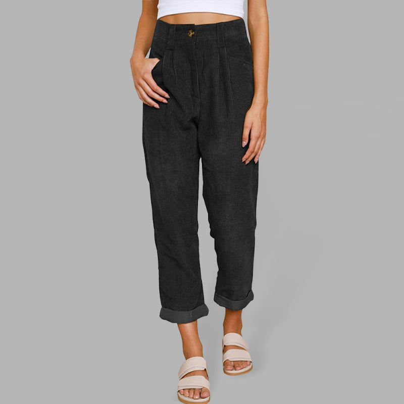 Corduroy Chill High-Waist Pants bottoms kakaclo Black S