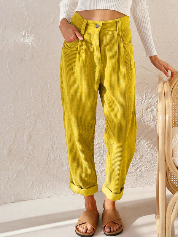 Corduroy Chill High-Waist Pants bottoms kakaclo yellow S