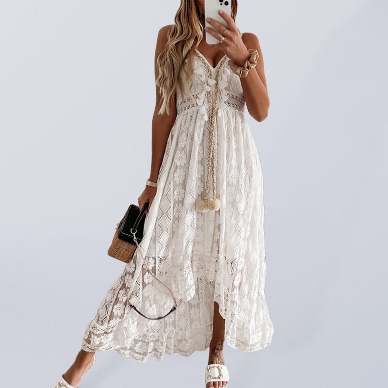 Lace Slip Dress Dresses kakaclo Cream S