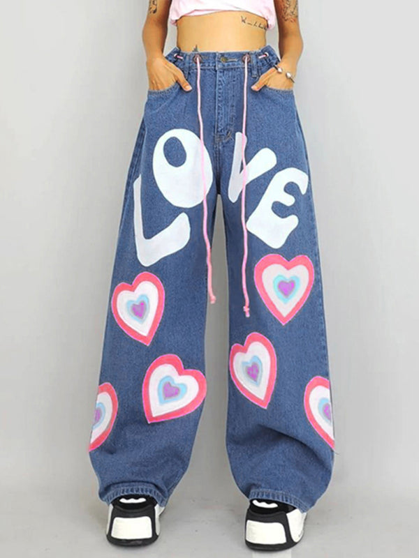 Jeans In Paris Love Graffiti Pants Jeans kakaclo Blue S