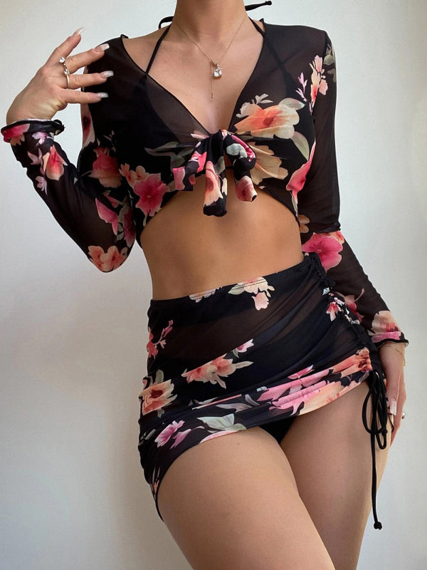 Blouse Bikini Set swimwear kakaclo Black S