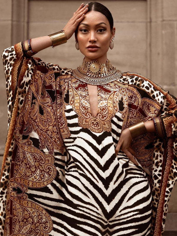 Leopard Print Kaftan Dress Dresses kakaclo