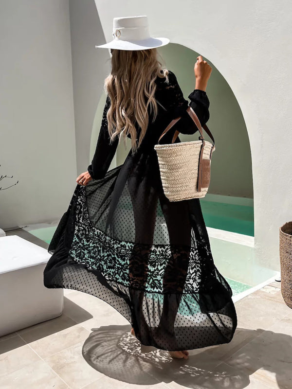 Chiffon Lace Long Dress cover-ups kakaclo