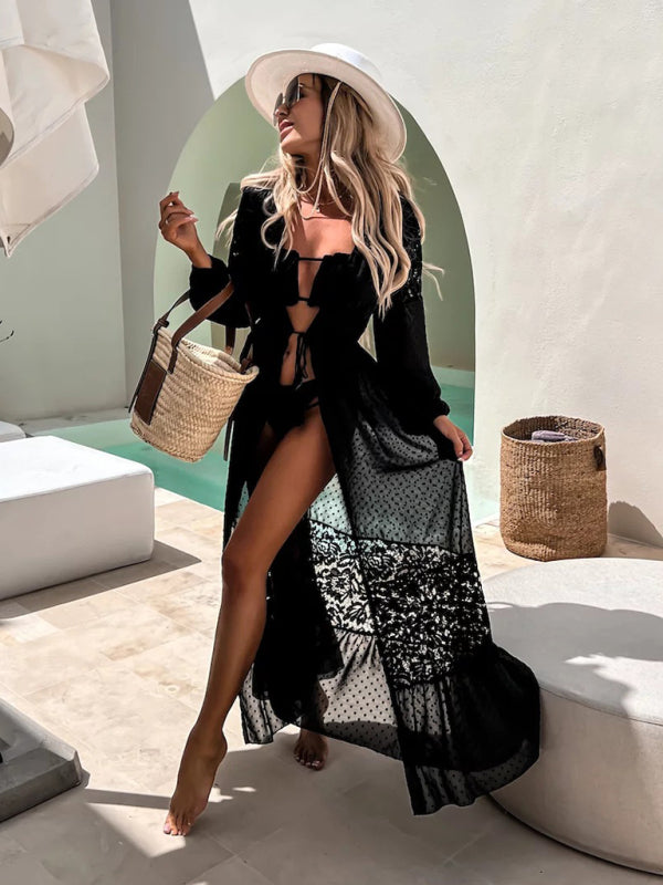 Chiffon Lace Long Dress cover-ups kakaclo