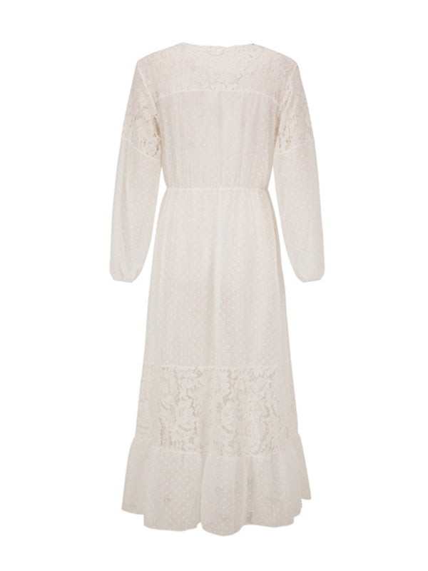 Chiffon Lace Long Dress cover-ups kakaclo
