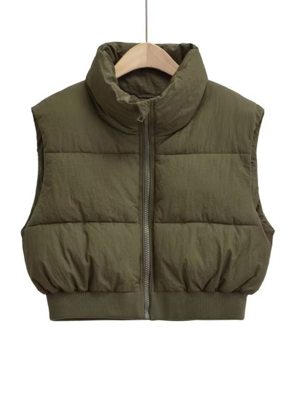 New women's street fashion urban casual cotton vest vest kakaclo Olive green XS