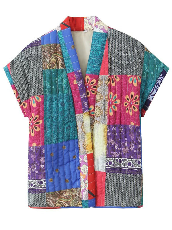 New casual loose printed cotton women's vest jacket cotton coat kakaclo