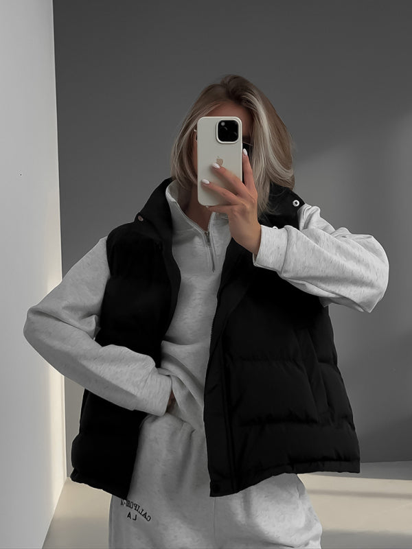 Women's sleeveless hooded down cotton vest jacket kakaclo