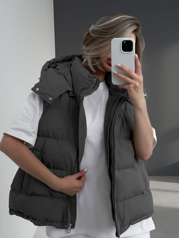 Women's sleeveless hooded down cotton vest jacket kakaclo