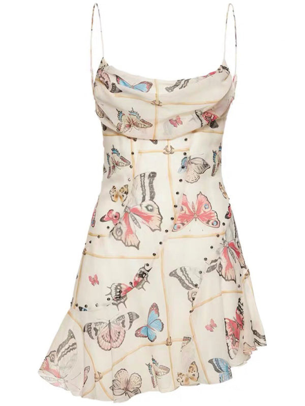 French Butterfly Print Dress dresses kakaclo