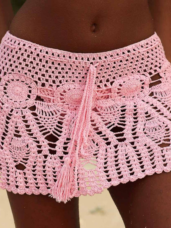 The Crochet Beach Skirt beachwear kakaclo Pink S