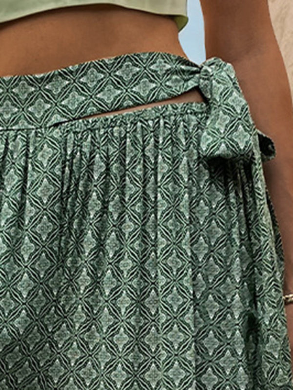 Printed Wide-Leg Trousers bottoms kakaclo