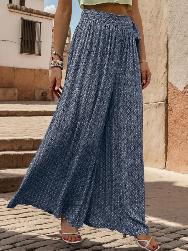 Printed Wide-Leg Trousers bottoms kakaclo