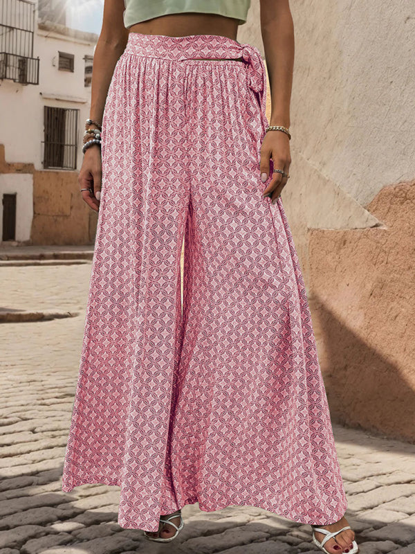 Printed Wide-Leg Trousers bottoms kakaclo