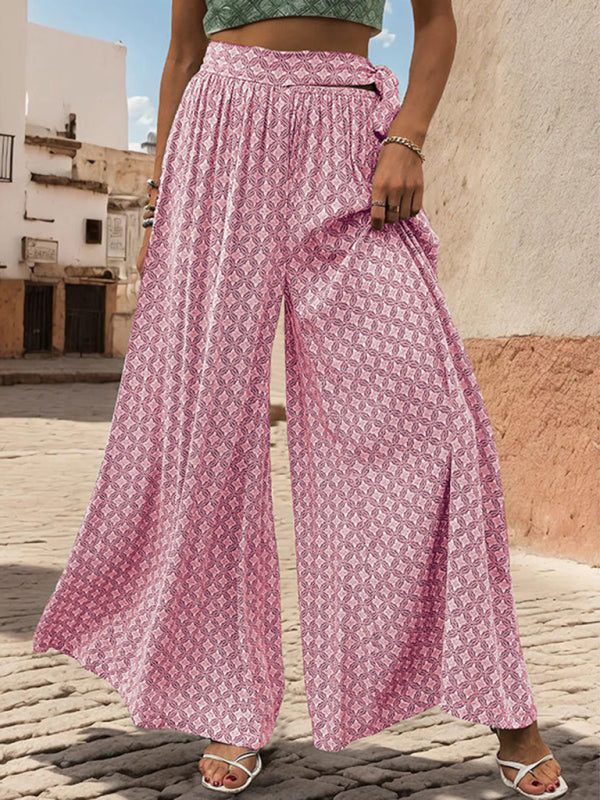Printed Wide-Leg Trousers bottoms kakaclo