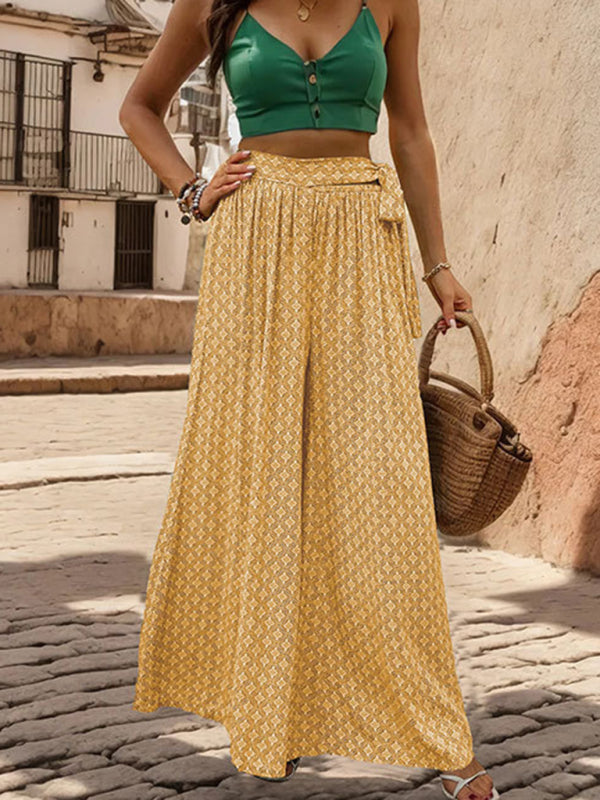 Printed Wide-Leg Trousers bottoms kakaclo