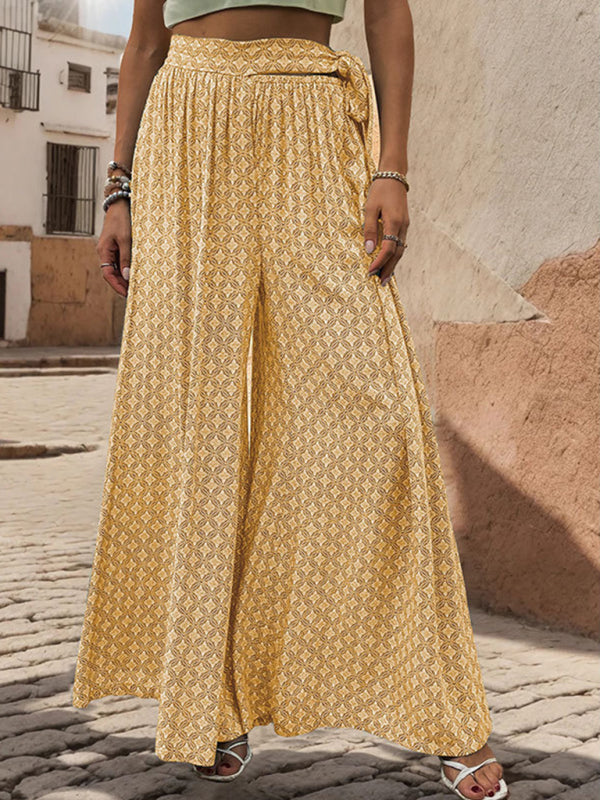 Printed Wide-Leg Trousers bottoms kakaclo