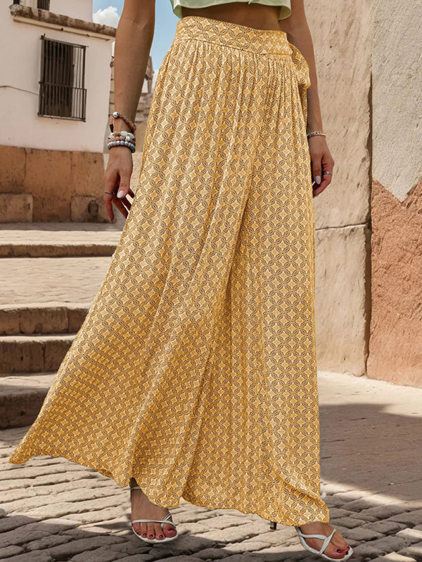 Printed Wide-Leg Trousers bottoms kakaclo