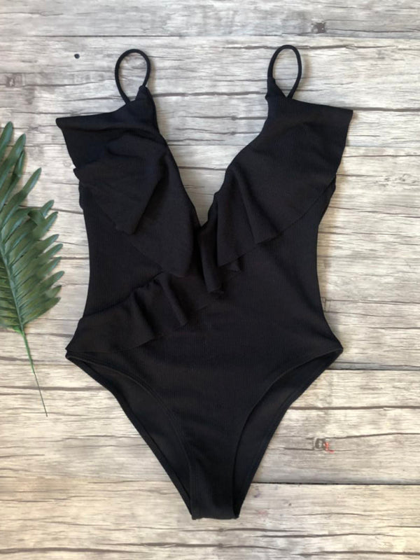 Libety Ruffled One-Piece swimwear kakaclo Black S