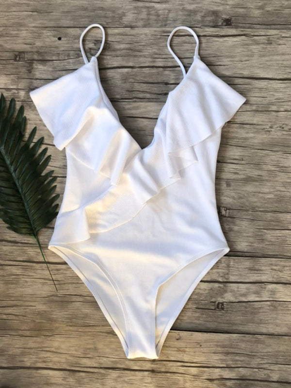 Libety Ruffled One-Piece swimwear kakaclo White S